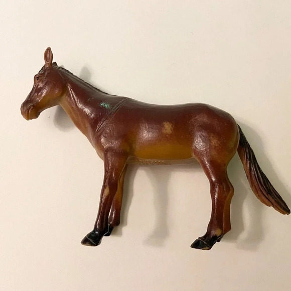 Vintage Lot of 2 Plastic Hollow Horses Brown and Black 2.5 and 3.5 Inch Size - Picture 3 of 13
